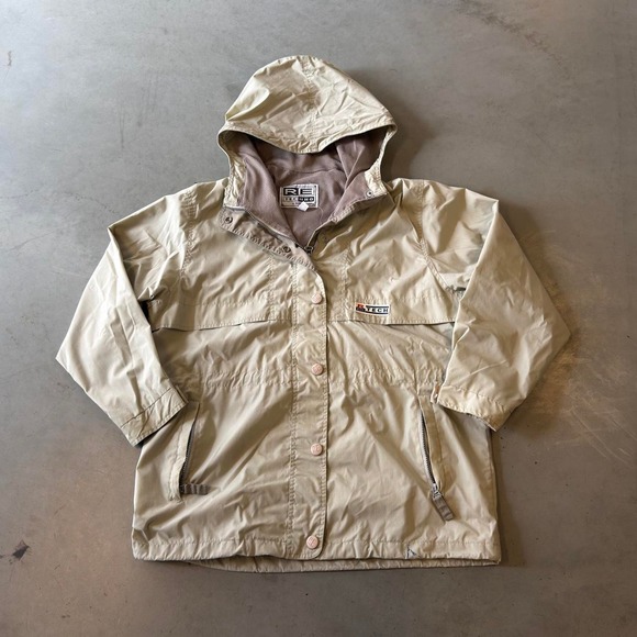 Other - Vintage 90s cream zip up Gorpcore re techno hooded rain jacket
